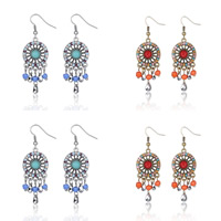 Enamel Zinc Alloy Drop Earring, with Synthetic Turquoise & Glass Seed Beads, 316L stainless steel earring hook, plated 