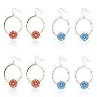 Zinc Alloy Drop Earring, with Crystal, 316L stainless steel earring hook, Flower, gold color plated 