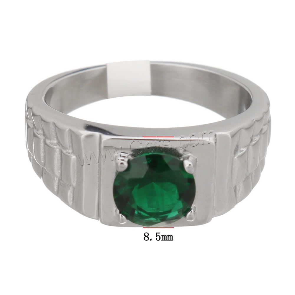 Cubic Zirconia anillo de dedo de acero inoxidable, diverso tamaño para la opción & para mujer & con circonia cúbica & facetas, color original, 8.5mm, Vendido por UD