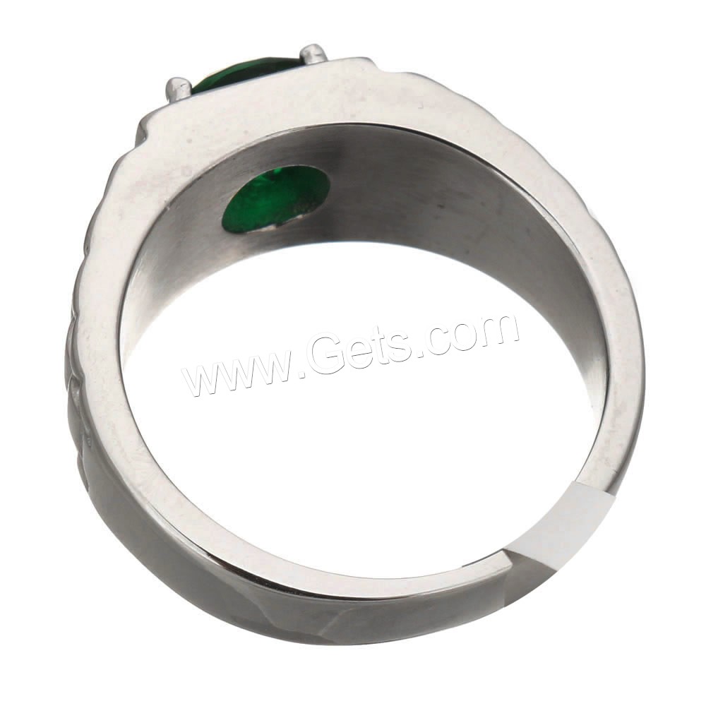 Cubic Zirconia anillo de dedo de acero inoxidable, diverso tamaño para la opción & para mujer & con circonia cúbica & facetas, color original, 8.5mm, Vendido por UD