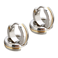 Stainless Steel Huggie Hoop Earring, plated, two tone 