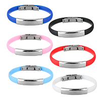 Silicone Stainless Steel Bracelets, stainless steel clasp 8mm Inch 