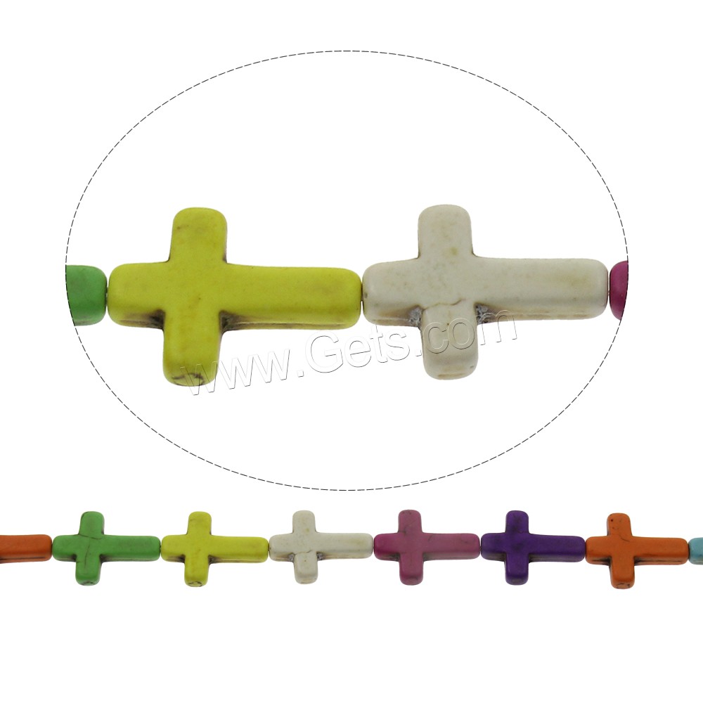 Synthetic Turquoise Beads, Cross, different size for choice, mixed colors, Hole:Approx 1mm, Length:Approx 15.5 Inch, Sold By Strand