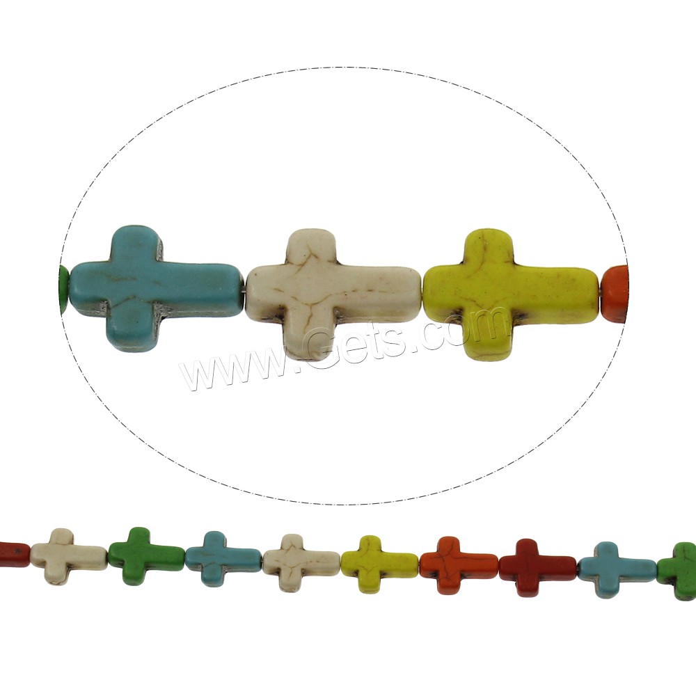 Synthetic Turquoise Beads, Cross, different size for choice, mixed colors, Hole:Approx 1mm, Length:Approx 15.5 Inch, Sold By Strand
