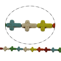 Synthetische Türkis Perlen, Kreuz, verschiedene Größen vorhanden, gemischte Farben, Bohrung:ca. 1mm, Länge:ca. 15.5 ZollInch, verkauft von Strang