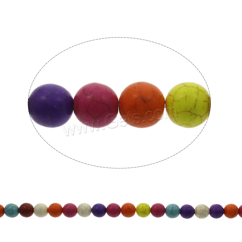 Synthetic Turquoise Beads, Round, different size for choice, mixed colors, Hole:Approx 1mm, Length:Approx 15.5 Inch, Sold By Strand