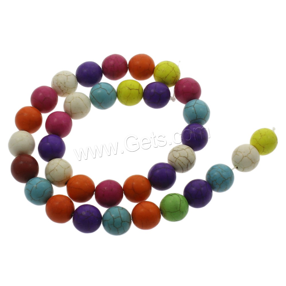 Synthetic Turquoise Beads, Round, different size for choice, mixed colors, Hole:Approx 1mm, Length:Approx 15.5 Inch, Sold By Strand