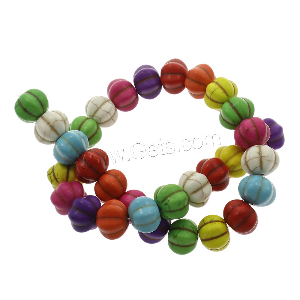 Synthetische Türkis Perlen, Kürbis, verschiedene Größen vorhanden, gemischte Farben, Bohrung:ca. 1mm, Länge:ca. 15.5 ZollInch, verkauft von Strang
