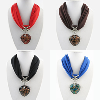 Polyester Short Pendant Scarf, with Lampwork & Zinc Alloy, plated, for woman & with rhinestone & gold foil Approx 23.6 Inch 
