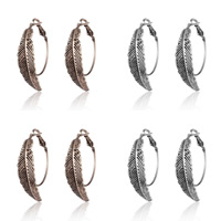 Zinc Alloy Hoop Earring, 316L stainless steel post pin, Feather, plated 