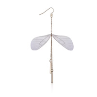Zinc Alloy Drop Earring, with Spun Silk, 316L stainless steel earring hook, Dragonfly, gold color plated 