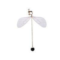 Zinc Alloy Screw Back Clip-on Earring, with Spun Silk & Resin, Dragonfly, gold color plated 