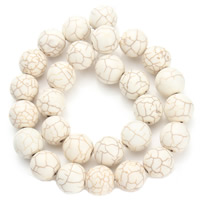 Synthetische Türkis Perlen, rund, verschiedene Größen vorhanden, weiß, Bohrung:ca. 1.5mm, Länge:ca. 15.5 ZollInch, verkauft von Strang