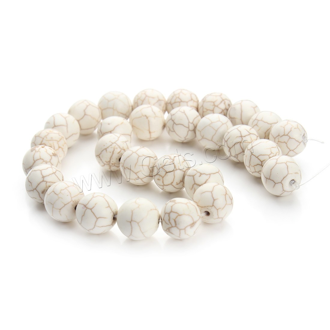 Synthetische Türkis Perlen, rund, verschiedene Größen vorhanden, weiß, Bohrung:ca. 1.5mm, Länge:ca. 15.5 ZollInch, verkauft von Strang
