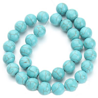 Synthetische Türkis Perlen, rund, verschiedene Größen vorhanden, blau, Bohrung:ca. 1.5mm, Länge:ca. 15.5 ZollInch, verkauft von Strang