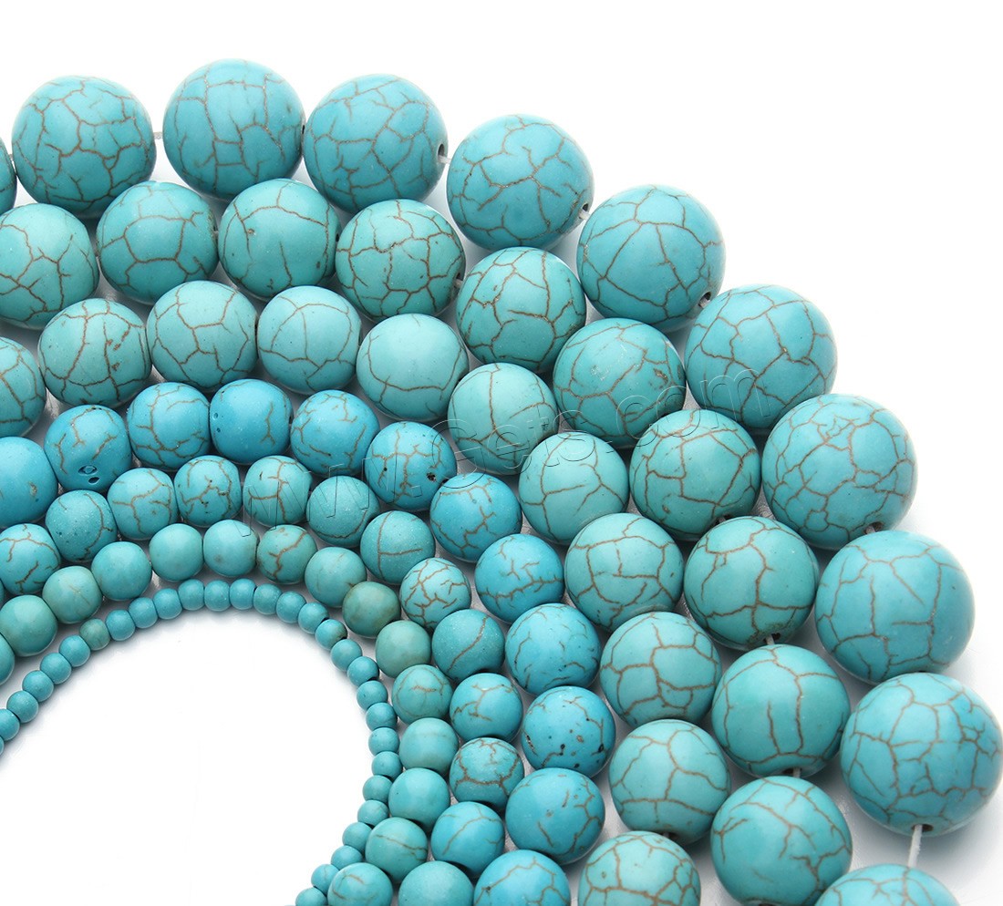 Synthetic Turquoise Beads, Round, different size for choice, blue, Hole:Approx 1.5mm, Length:Approx 15.5 Inch, Sold By Strand