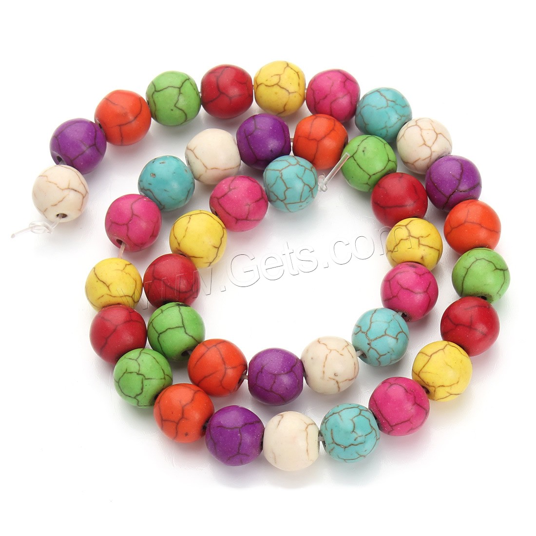 Synthetic Turquoise Beads, Round, different size for choice, mixed colors, Hole:Approx 1.5mm, Length:Approx 15.5 Inch, Sold By Strand