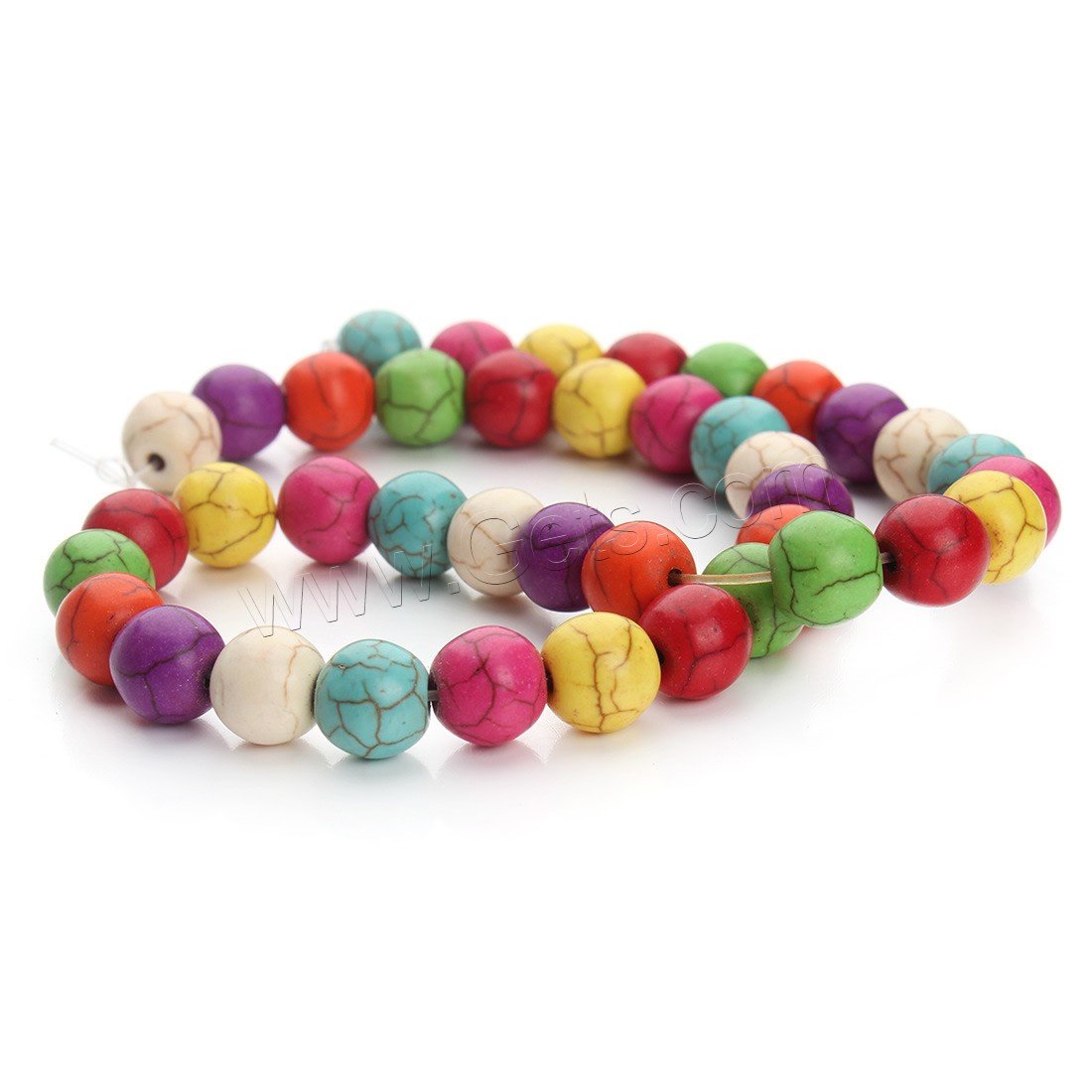 Synthetische Türkis Perlen, rund, verschiedene Größen vorhanden, gemischte Farben, Bohrung:ca. 1.5mm, Länge:ca. 15.5 ZollInch, verkauft von Strang