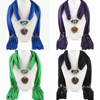 Polyester Long Pendant Scarf, with Lampwork & Zinc Alloy, plated, for woman & gold foil 