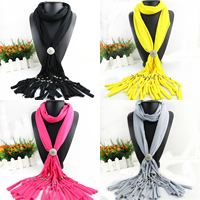 Polyester Long Pendant Scarf, with Zinc Alloy, platinum color plated, for woman 