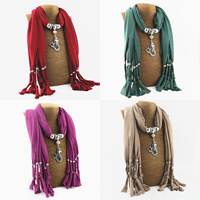 Polyester Long Pendant Scarf, with Zinc Alloy, Mermaid, plated, for woman 1750mm 