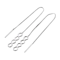 Sterling Silver Thread Through Earrings, 925 Sterling Silver, 108mm 0.5mm, 0.8mm 