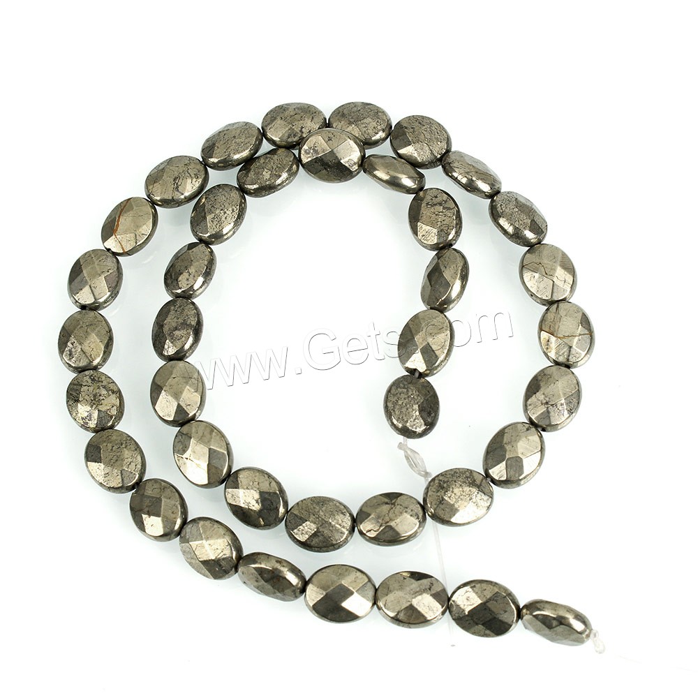 Golden Pyrite Beads, Flat Oval, natural, different size for choice & faceted, Hole:Approx 1mm, Length:Approx 16 Inch, Sold By Strand