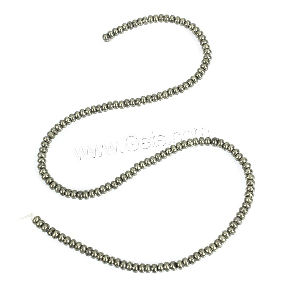 Pirita oro perlas, Pirita de Oro, Toroidal, natural, diverso tamaño para la opción, agujero:aproximado 0.5mm, longitud:aproximado 16 Inch, Vendido por Sarta