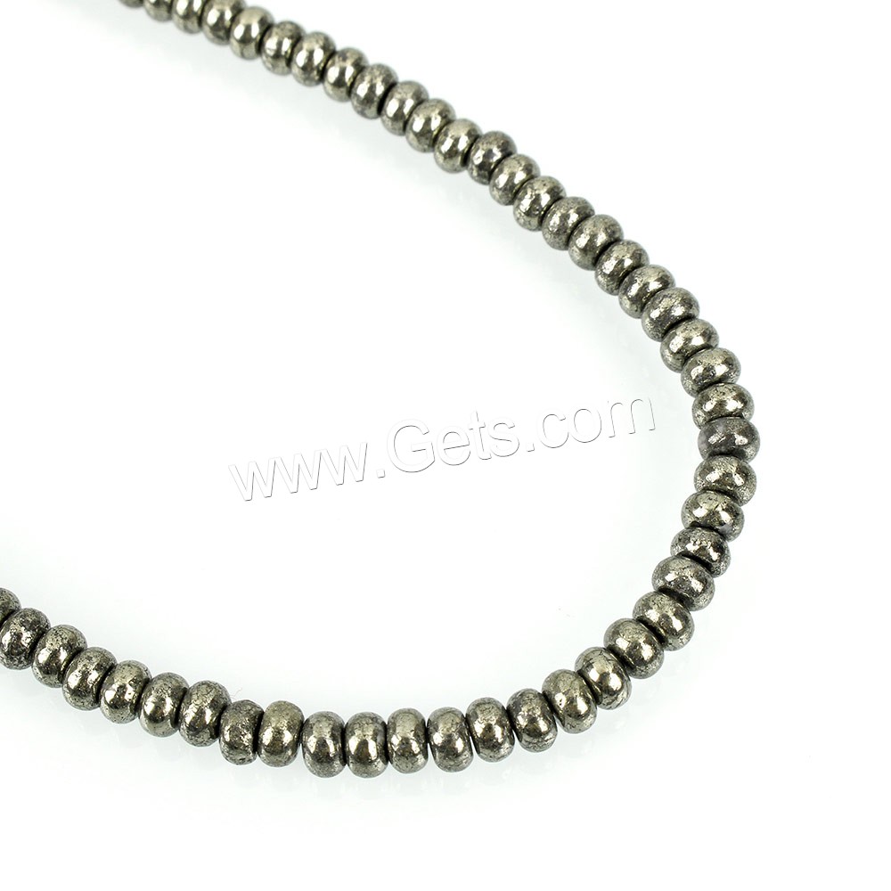 Pirita oro perlas, Pirita de Oro, Toroidal, natural, diverso tamaño para la opción, agujero:aproximado 0.5mm, longitud:aproximado 16 Inch, Vendido por Sarta