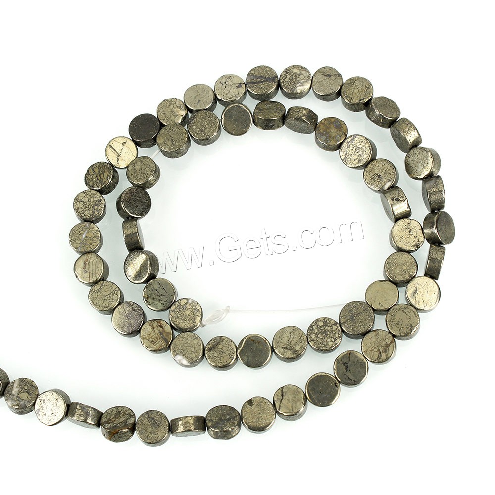 Golden Pyrite Beads, Flat Round, natural, different size for choice, Hole:Approx 1mm, Length:Approx 16 Inch, Sold By Strand