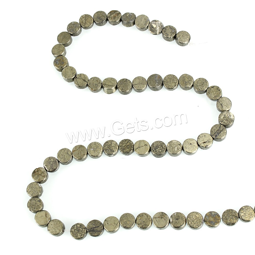 Pyrite dorée perles, Plat rond, naturel, normes différentes pour le choix, Trou:Environ 1mm, Longueur:Environ 16 pouce, Vendu par brin