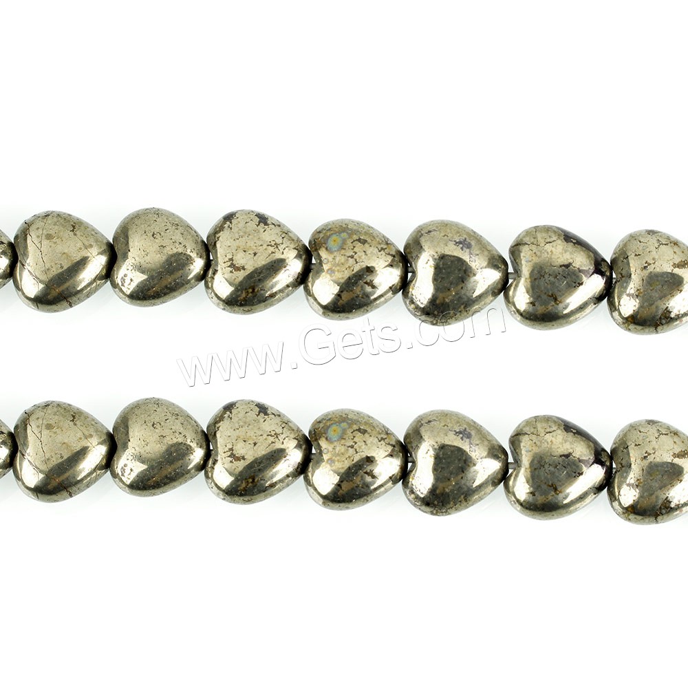 Pirita oro perlas, Pirita de Oro, Corazón, natural, diverso tamaño para la opción, agujero:aproximado 1mm, longitud:aproximado 15.5 Inch, Vendido por Sarta