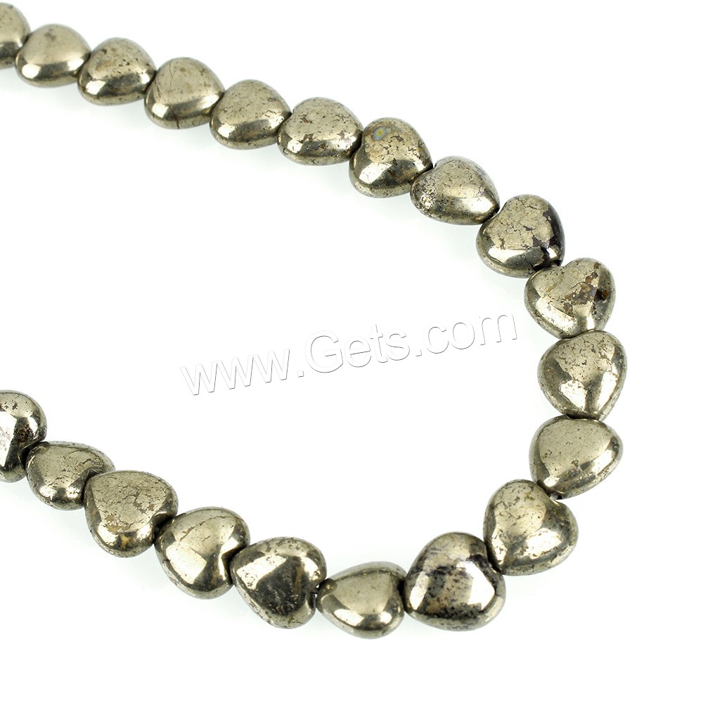 Golden Pyrite Beads, Heart, natural, different size for choice, Hole:Approx 1mm, Length:Approx 15.5 Inch, Sold By Strand