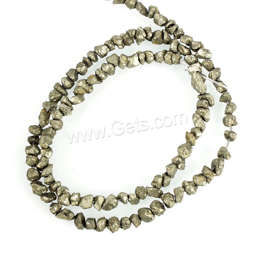 Pirita oro perlas, Pirita de Oro, Pepitas, natural, diverso tamaño para la opción, agujero:aproximado 1mm, longitud:aproximado 16 Inch, Vendido por Sarta