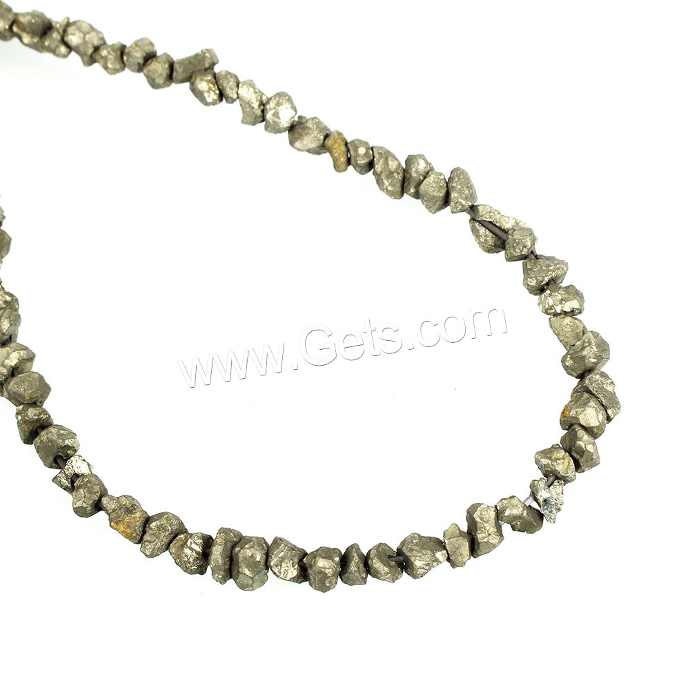 Goldene Pyrit Perlen, Klumpen, natürlich, verschiedene Größen vorhanden, Bohrung:ca. 1mm, Länge:ca. 16 ZollInch, verkauft von Strang