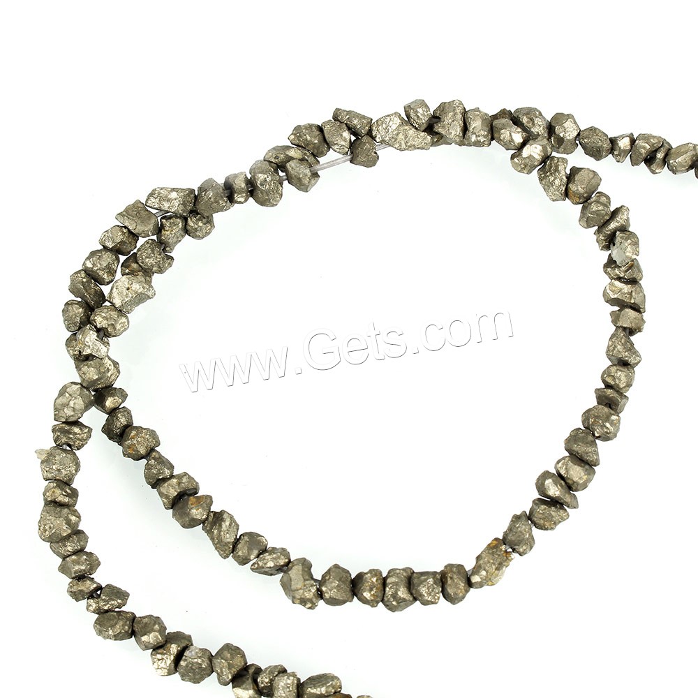 Goldene Pyrit Perlen, Klumpen, natürlich, verschiedene Größen vorhanden, Bohrung:ca. 1mm, Länge:ca. 16 ZollInch, verkauft von Strang