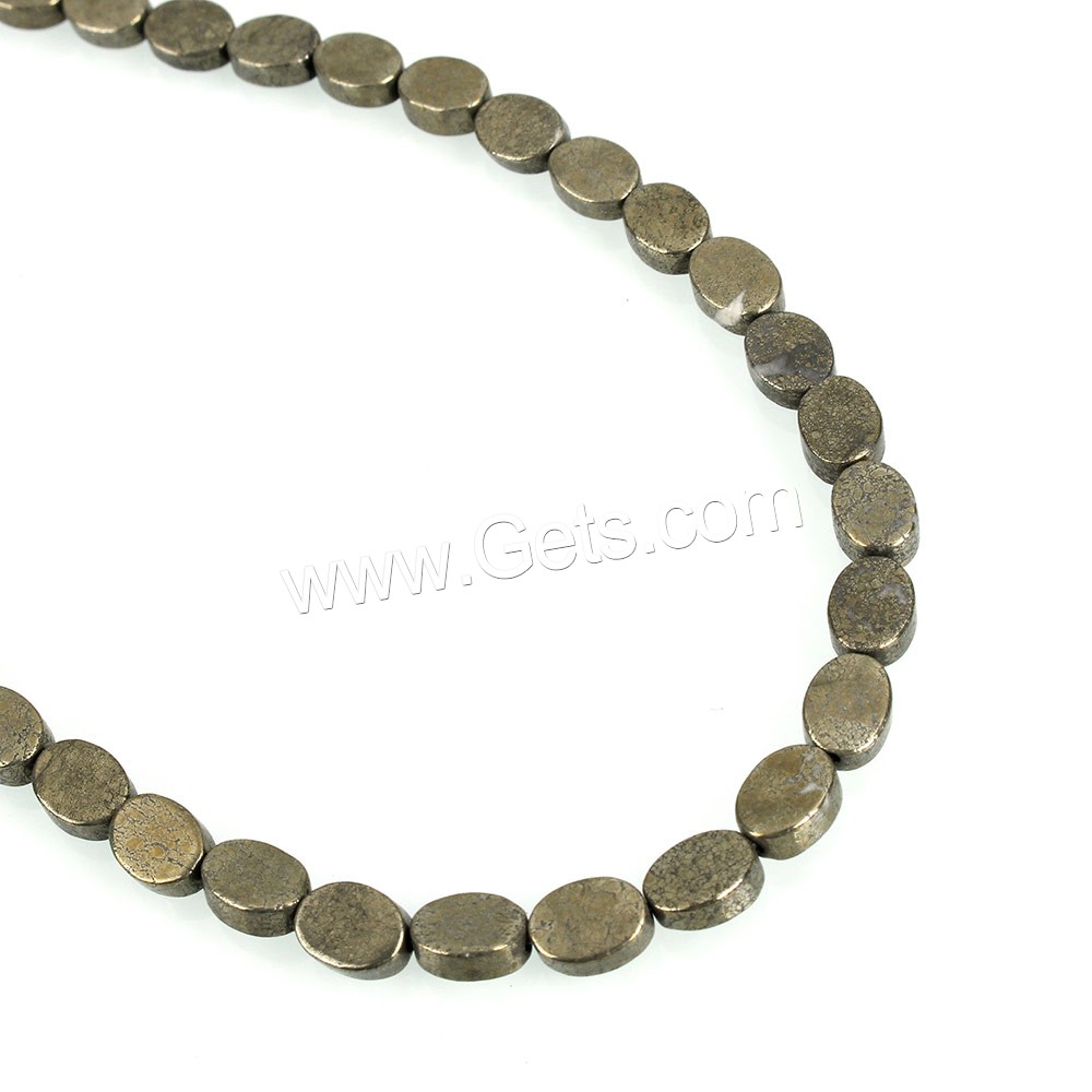 Goldene Pyrit Perlen, flachoval, natürlich, verschiedene Größen vorhanden, Bohrung:ca. 0.7mm, Länge:ca. 16 ZollInch, verkauft von Strang