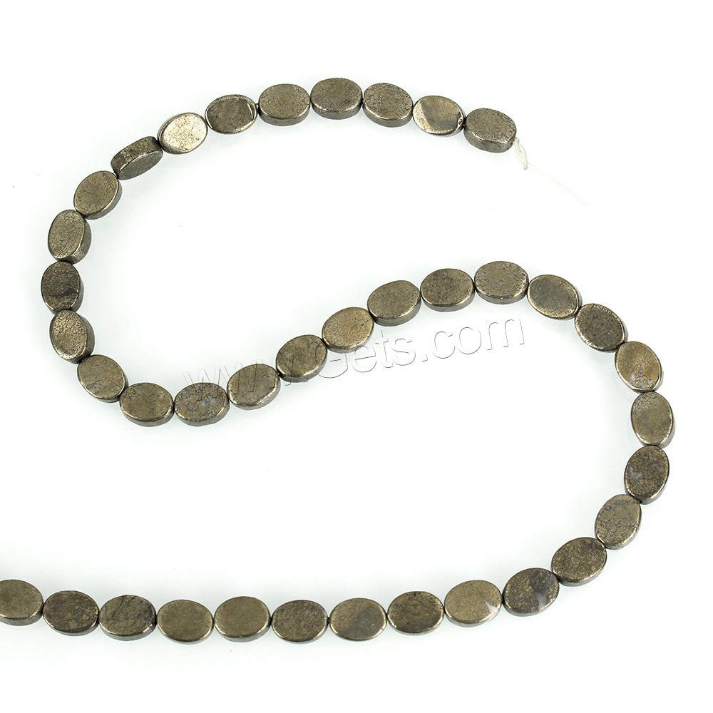 Golden Pyrite Beads, Flat Oval, natural, different size for choice, Hole:Approx 0.7mm, Length:Approx 16 Inch, Sold By Strand
