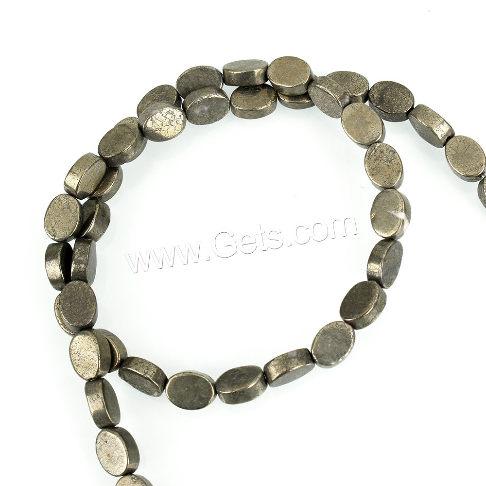 Golden Pyrite Beads, Flat Oval, natural, different size for choice, Hole:Approx 0.7mm, Length:Approx 16 Inch, Sold By Strand