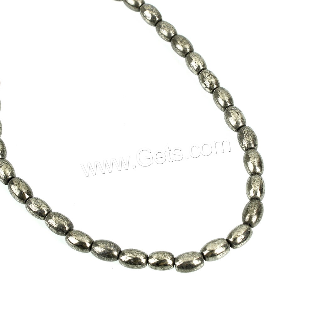 Goldene Pyrit Perlen, oval, natürlich, verschiedene Größen vorhanden, Bohrung:ca. 0.7mm, Länge:ca. 15.5 ZollInch, verkauft von Strang