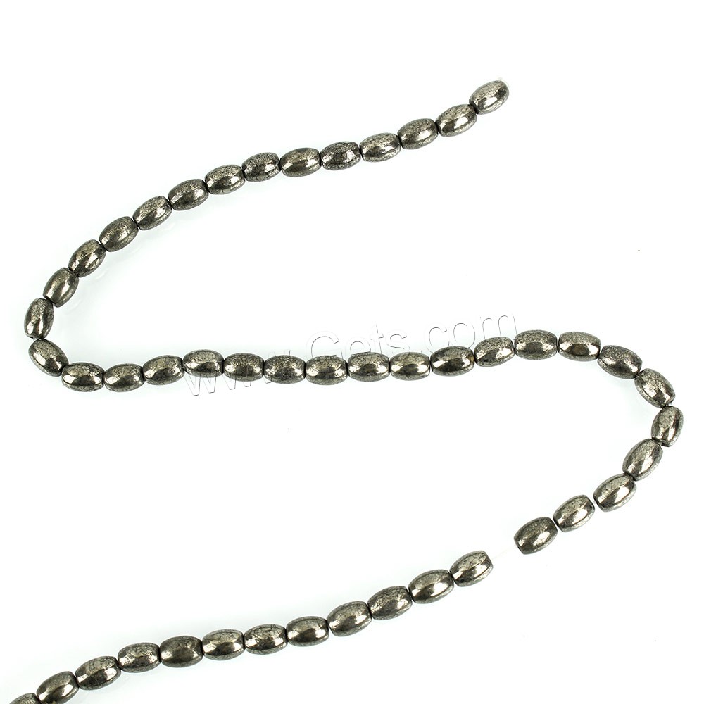 Goldene Pyrit Perlen, oval, natürlich, verschiedene Größen vorhanden, Bohrung:ca. 0.7mm, Länge:ca. 15.5 ZollInch, verkauft von Strang