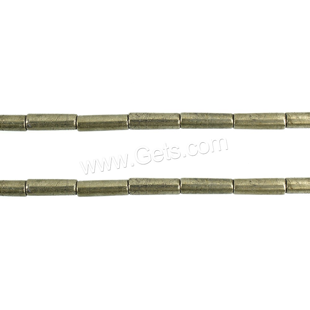 Golden Pyrite Beads, Column, natural, different size for choice, Hole:Approx 0.8mm, Length:Approx 15.5 Inch, Sold By Strand