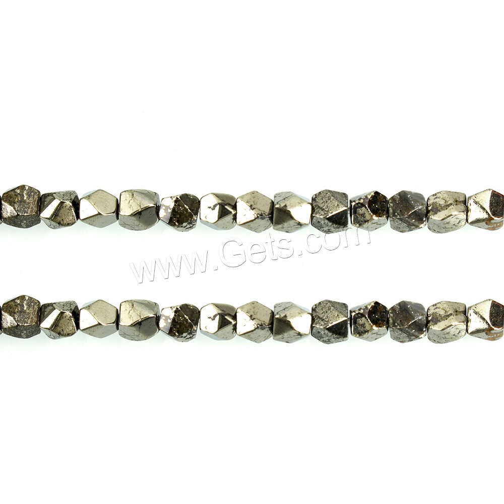 Goldene Pyrit Perlen, natürlich, verschiedene Größen vorhanden & facettierte, Bohrung:ca. 0.8mm, Länge:ca. 15.5 ZollInch, verkauft von Strang