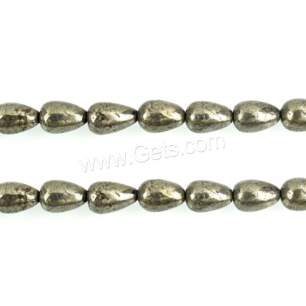 Pirita oro perlas, Pirita de Oro, Gota, natural, diverso tamaño para la opción, agujero:aproximado 1mm, longitud:aproximado 15.5 Inch, Vendido por Sarta