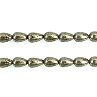 Goldene Pyrit Perlen, Tropfen, natürlich, verschiedene Größen vorhanden, Bohrung:ca. 1mm, Länge:ca. 15.5 ZollInch, verkauft von Strang