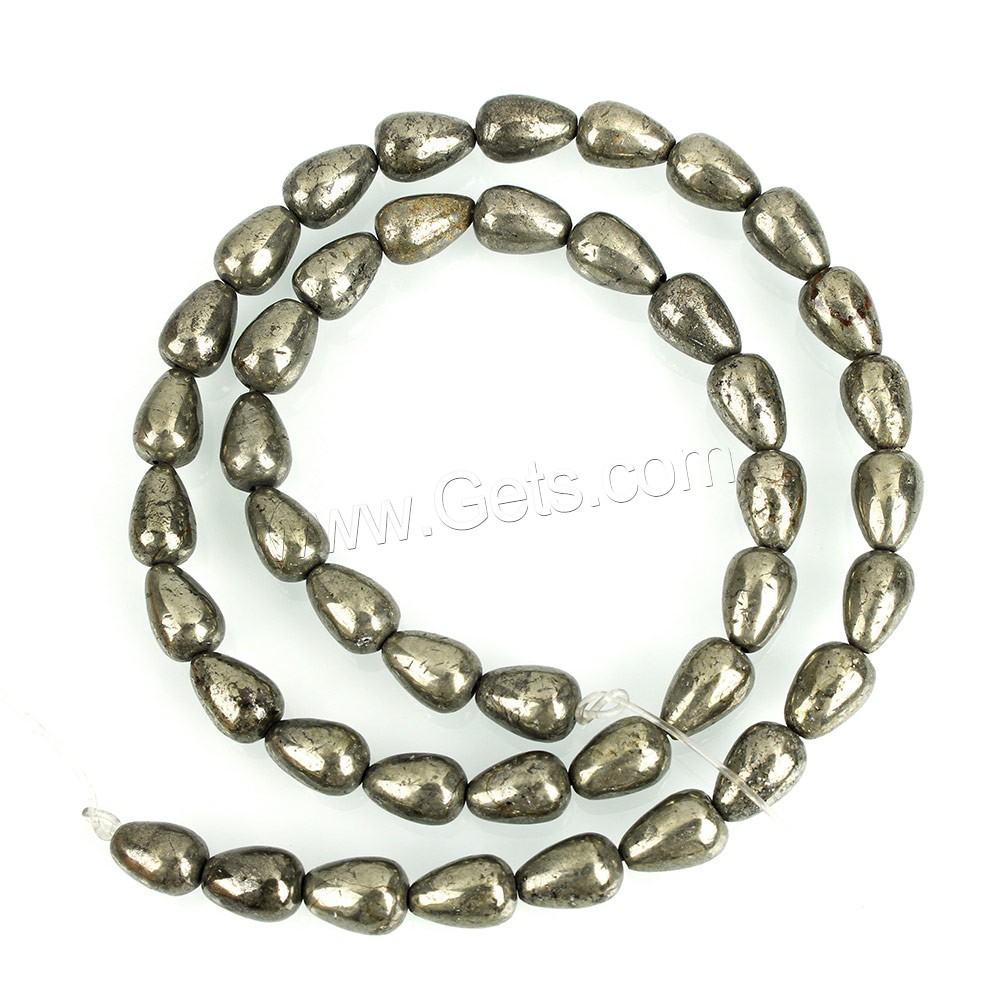 Pirita oro perlas, Pirita de Oro, Gota, natural, diverso tamaño para la opción, agujero:aproximado 1mm, longitud:aproximado 15.5 Inch, Vendido por Sarta