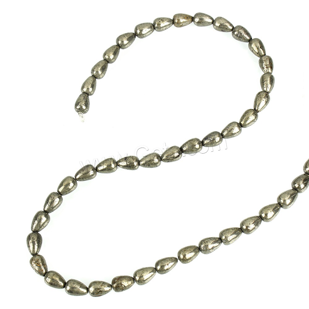 Pyrite dorée perles, larme, naturel, normes différentes pour le choix, Trou:Environ 1mm, Longueur:Environ 15.5 pouce, Vendu par brin