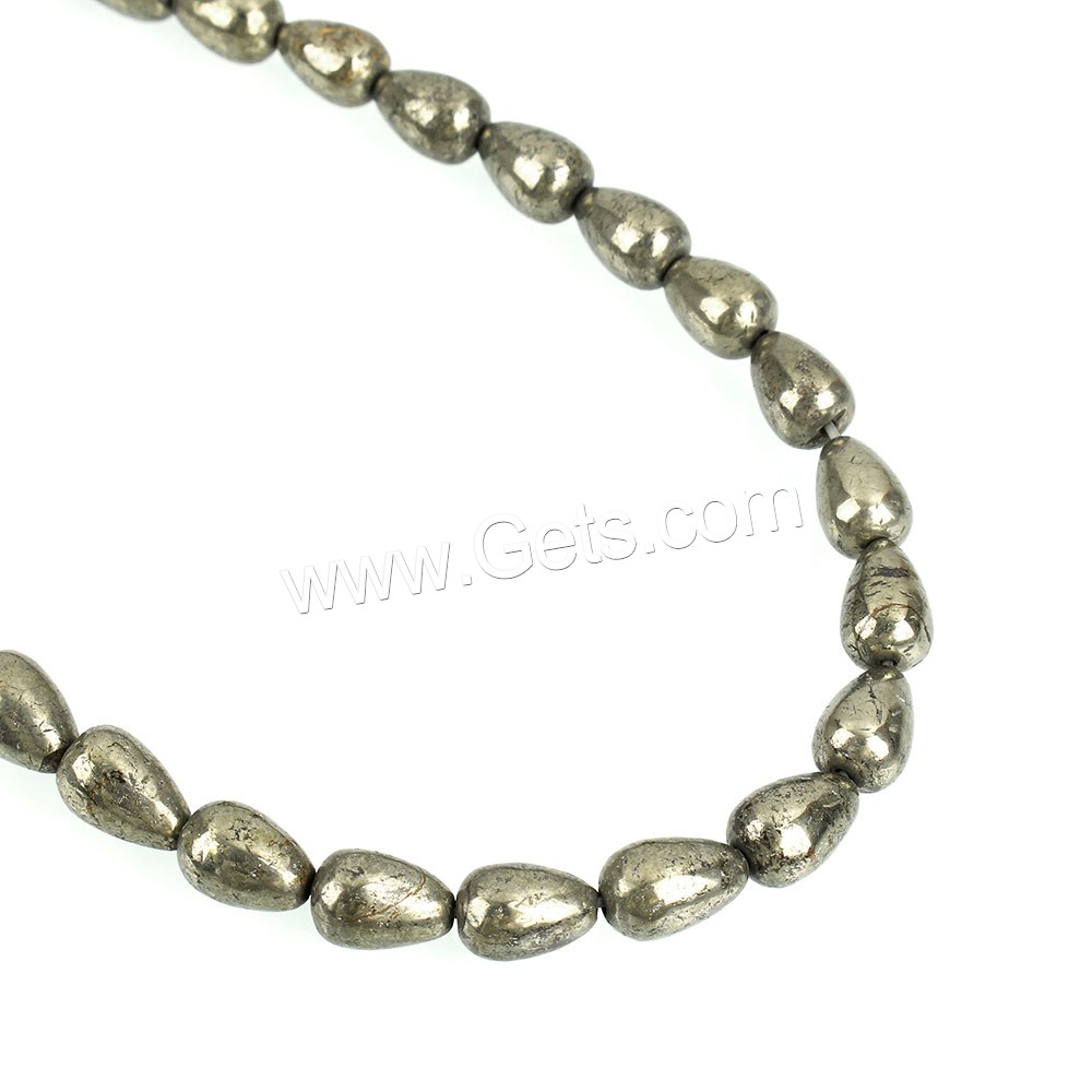 Golden Pyrite Beads, Teardrop, natural, different size for choice, Hole:Approx 1mm, Length:Approx 15.5 Inch, Sold By Strand
