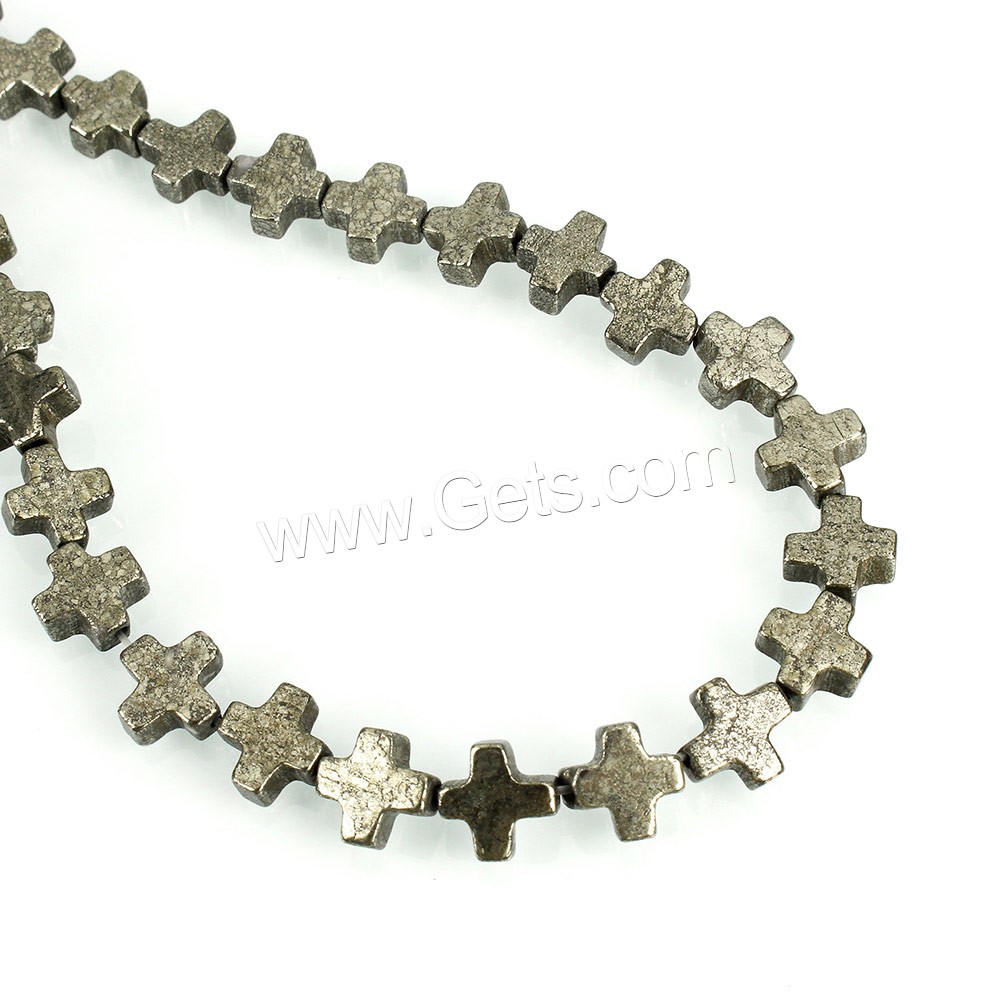 Golden Pyrite Beads, Cross, natural, different size for choice, Hole:Approx 1mm, Length:Approx 16 Inch, Sold By Strand