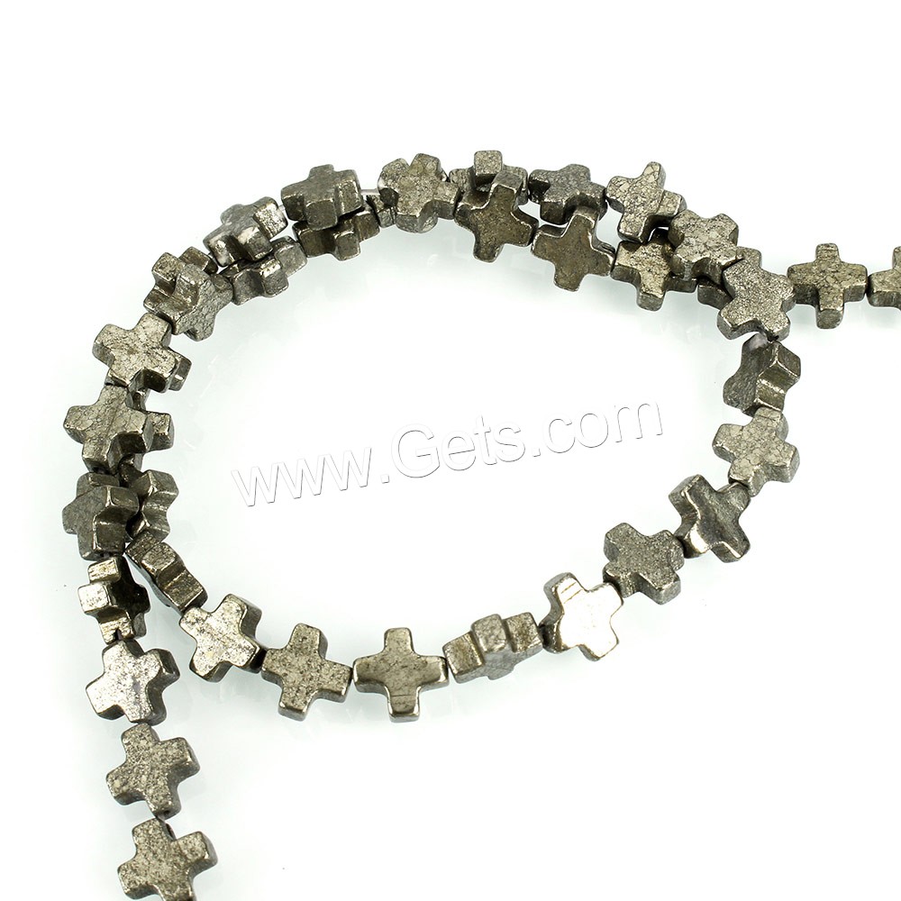 Goldene Pyrit Perlen, Kreuz, natürlich, verschiedene Größen vorhanden, Bohrung:ca. 1mm, Länge:ca. 16 ZollInch, verkauft von Strang